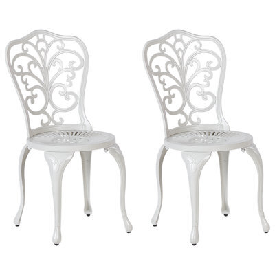 Beliani Set Of 2 Garden Chairs Triora Metal Off-White - image 1