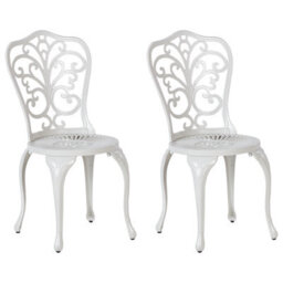 Beliani Set Of 2 Garden Chairs Triora Metal Off-White - thumbnail 1