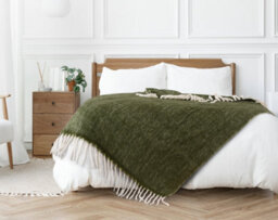 Nevni Mohair Style Light Weight Soft & Cozy Single Cotton Blanket -125 X 150 Cm, Olive - thumbnail 2