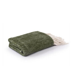 Nevni Mohair Style Light Weight Soft & Cozy Single Cotton Blanket -125 X 150 Cm, Olive - thumbnail 3