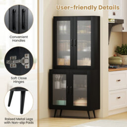 Costway Kitchen Pantry Cabinet 178 Cm Tall Freestanding Sideboard Cupboard-Black - thumbnail 9