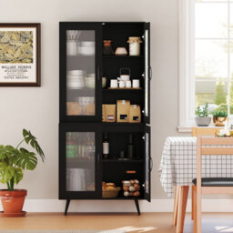 Costway Kitchen Pantry Cabinet 178 Cm Tall Freestanding Sideboard Cupboard-Black - thumbnail 5