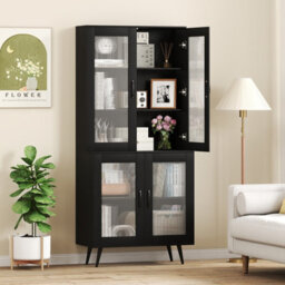 Costway Kitchen Pantry Cabinet 178 Cm Tall Freestanding Sideboard Cupboard-Black - thumbnail 4