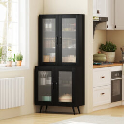 Costway Kitchen Pantry Cabinet 178 Cm Tall Freestanding Sideboard Cupboard-Black - thumbnail 3