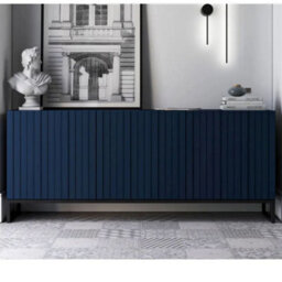 Heze Furniture Elpis Glamour Sideboard Tv Stand 168Cm Push-To-Open Cabinet - Navy Matt / Black Frame - thumbnail 5