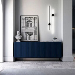 Heze Furniture Elpis Glamour Sideboard Tv Stand 168Cm Push-To-Open Cabinet - Navy Matt / Black Frame - thumbnail 4