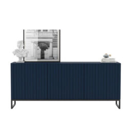 Heze Furniture Elpis Glamour Sideboard Tv Stand 168Cm Push-To-Open Cabinet - Navy Matt / Black Frame