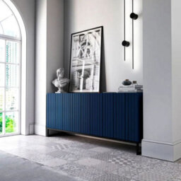 Heze Furniture Elpis Glamour Sideboard Tv Stand 168Cm Push-To-Open Cabinet - Navy Matt / Black Frame - thumbnail 3