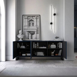 Heze Furniture Elpis Glamour Sideboard Tv Stand 168Cm Push-To-Open Cabinet - Navy Matt / Black Frame - thumbnail 2
