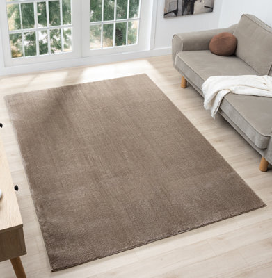 Comfy Washable Low Pile Living Room Area Rug - Anti-Slip Felt Backing Beige 200Cm X 280Cm - image 1