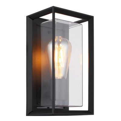 Luminosa Lighting Luminosa Logana Outdoor Wall Lantern Matt Black Ip44 1X E27 - image 1