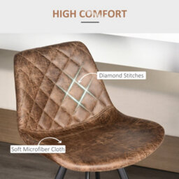 Homcom Set Of 2 Bar Stools Vintage Microfiber Cloth Tub Seats Padded Steel Brown - thumbnail 5