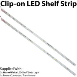 450mm Clip On Led Shelf Kit Warm White 2X Glass Illuminated Kitchen Unit Lights - thumbnail 2