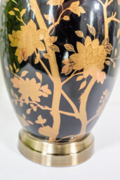 Downton Interiors Black Gold Ceramic Table Lamp With Pleated Shade - thumbnail 4