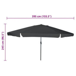 Berkfield Modern Garden Parasol 395X245 Cm In Anthracite - thumbnail 7