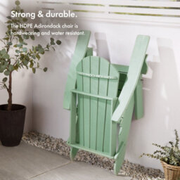 Vonhaus Set Of 2 Folding Adirondack Garden Chairs, Reclining Weather Resistant Hdpe Outdoor Armchair For Patio Green, Westport - thumbnail 3