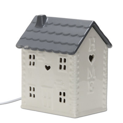 Ceramic House Table Lamp Cream Base With Grey Roof Soft Warm Light Practical And Energy Saving - image 1