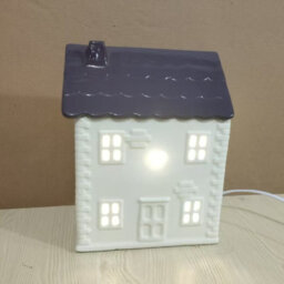 Ceramic House Table Lamp Cream Base With Grey Roof Soft Warm Light Practical And Energy Saving - thumbnail 4