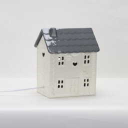 Ceramic House Table Lamp Cream Base With Grey Roof Soft Warm Light Practical And Energy Saving - thumbnail 6