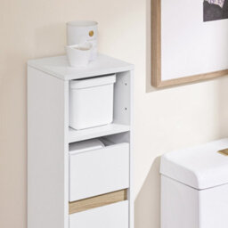 Sobuy Bzr151-W, Bathroom Cabinet For Narrow Spaces Slim Bathroom Storage Unit With Adjustable Shelves And Drawers - thumbnail 9