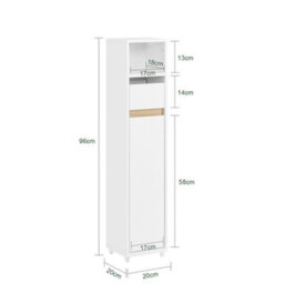 Sobuy Bzr151-W, Bathroom Cabinet For Narrow Spaces Slim Bathroom Storage Unit With Adjustable Shelves And Drawers - thumbnail 3