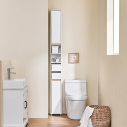 Sobuy Bzr151-W, Bathroom Cabinet For Narrow Spaces Slim Bathroom Storage Unit With Adjustable Shelves And Drawers - thumbnail 5