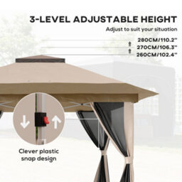 Outsunny 3.6 X 3.6M Pop Up Gazebo With Netting And Wheeled Bag, Beige - thumbnail 5