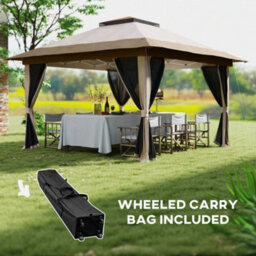 Outsunny 3.6 X 3.6M Pop Up Gazebo With Netting And Wheeled Bag, Beige - thumbnail 7