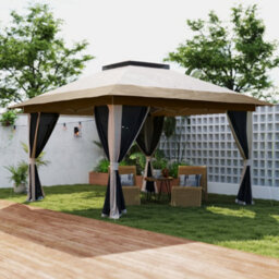 Outsunny 3.6 X 3.6M Pop Up Gazebo With Netting And Wheeled Bag, Beige - thumbnail 8
