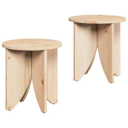 Berkfield Coffee Table 2 Pcs Natural 41.5 X 41.5 X 44 Cm Solid Pine Wood - thumbnail 2