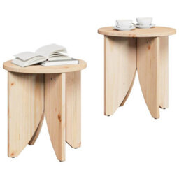Berkfield Coffee Table 2 Pcs Natural 41.5 X 41.5 X 44 Cm Solid Pine Wood - thumbnail 3
