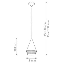 Luminosa Lighting Elstead Alora Mood Daphne Slim Pendant Ceiling Light Contemporary Matt Black, Natural 1X E27 - thumbnail 3