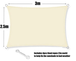 Cream 2.5Mx3M Shade Sail 98% Uv Protection Waterproof - thumbnail 3