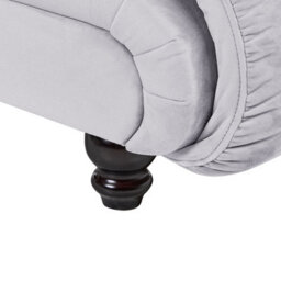 Beliani Left-Hand Grey Velvet Chaise Lounge With Biscuit Padding And Black Wooden Legs, Midi. - thumbnail 9