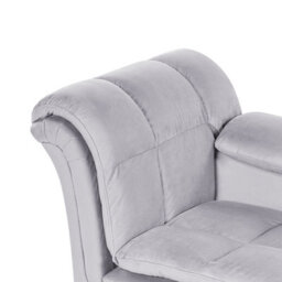 Beliani Left-Hand Grey Velvet Chaise Lounge With Biscuit Padding And Black Wooden Legs, Midi. - thumbnail 8