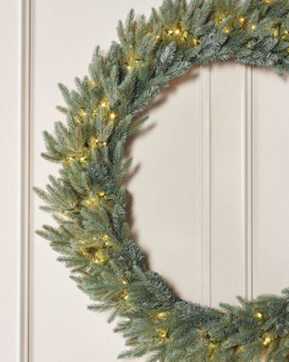 Werchristmas Green And Blue Pre-Lit Mixed Pine Wreath 1 M - image 1