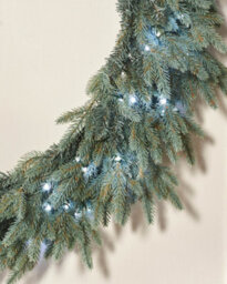 Werchristmas Green And Blue Pre-Lit Mixed Pine Wreath 1 M - thumbnail 2