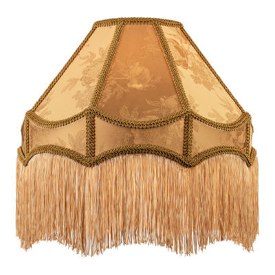 Happy Homewares Gold Faux Silk Large Victorian Lamp Shade With Textured Floral Decor - image 1