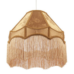 Happy Homewares Gold Faux Silk Large Victorian Lamp Shade With Textured Floral Decor - thumbnail 3