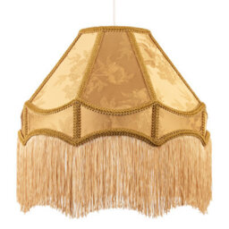 Happy Homewares Gold Faux Silk Large Victorian Lamp Shade With Textured Floral Decor - thumbnail 2