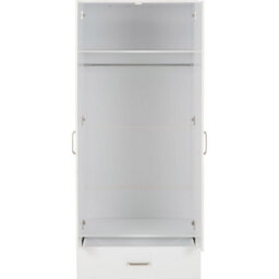 Seconique Dakota 2 Door 1 Drawer Mirrored Wardrobe - White - thumbnail 4