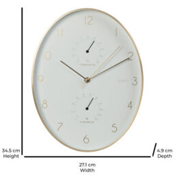 Jack Stonehouse Indoor Oval Wall Clock 84.5Cm Thermometer And Hygrometer In White Dial Golden Rim Quartz Movement - thumbnail 2