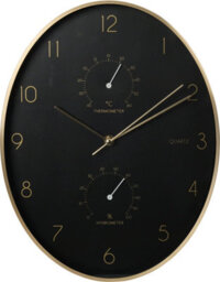 Jack Stonehouse Indoor Oval Wall Clock 84.5Cm Thermometer And Hygrometer In White Dial Golden Rim Quartz Movement - thumbnail 7