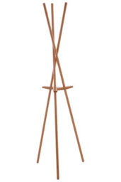 Orsina Minimalist Natural Wood Coat Stand, Functional Coat Rack Stand, Natural Bamboo Constructed Coat Stand