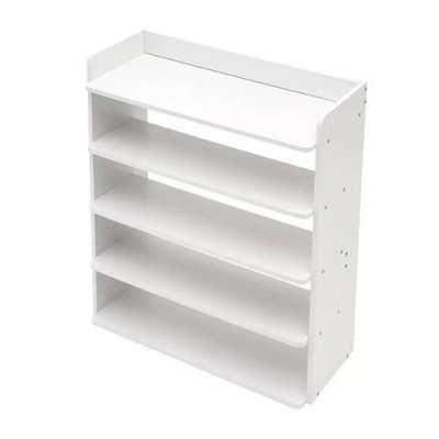 5 Tier White Wooden Shoe Rack Open Shelves Storage Unit - image 1