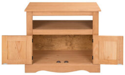 Mercers Furniture Corona Straight Tv Unit Media Cabinet Stand Solid Wood Pine With Mexican Styling Wooden - thumbnail 3
