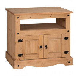 Mercers Furniture Corona Straight Tv Unit Media Cabinet Stand Solid Wood Pine With Mexican Styling Wooden