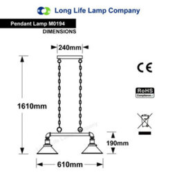 Long Life Lamps Company Vintage Retro Industrial Water Pipe Ceiling Light M0194 - thumbnail 2