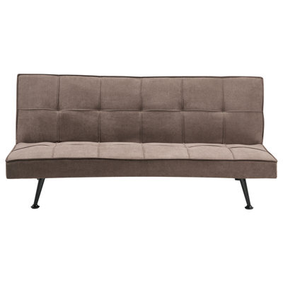 Beliani Sofa Bed 3 Seater Hasle Fabric Brown - image 1