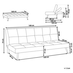 Beliani Sofa Bed 3 Seater Hasle Fabric Brown - thumbnail 3